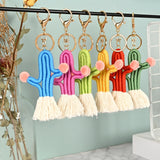 Knitted Green Cactus Tassel Keyrings for Women - Creative Keys Keyrings