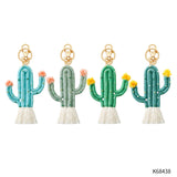 Knitted Green Cactus Tassel Keyrings for Women - Creative Keys Keyrings