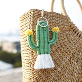 Knitted Green Cactus Tassel Keyrings for Women - Creative Keys Keyrings