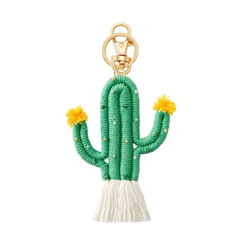 Knitted Green Cactus Tassel Keyrings for Women - Creative Keys Keyrings