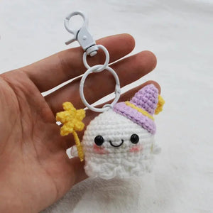 Funny Knitting Wool Crochet Sausage Mouth Keychain Storage Bag