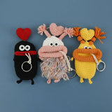 Funny Knitting Wool Crochet Sausage Mouth Keychain Storage Bag