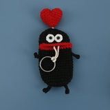 Funny Knitting Wool Crochet Sausage Mouth Keychain Storage Bag