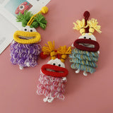 Funny Knitting Wool Crochet Sausage Mouth Keychain Storage Bag