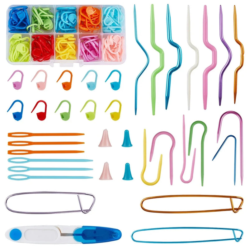 Knitting Tool Set Crochet Hooks Clips Scissors Cable Stitch DIY Crafts