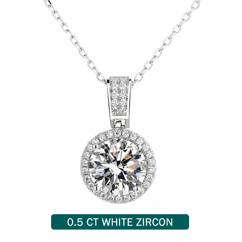 Moissanite Diamonds Necklace Sterling Silver Pendant