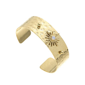 Knock-patterned Star Stone Steel Bracelet Retro Exaggerated Wide Version
