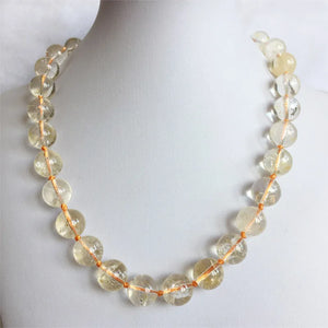 Citrine Beaded Chain Choker Necklace Vintage Natural Stone Jewelry