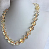 Citrine Beaded Chain Choker Necklace Vintage Natural Stone Jewelry