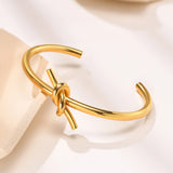 Knoted Cuff Bracelet, Stainless Steel Tie Knot Bangle Jewelry