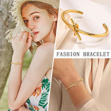 Knoted Cuff Bracelet, Stainless Steel Tie Knot Bangle Jewelry
