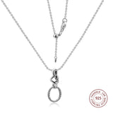 Sterling Silver Knot Heart Necklace Clear CZ Pendant for Women