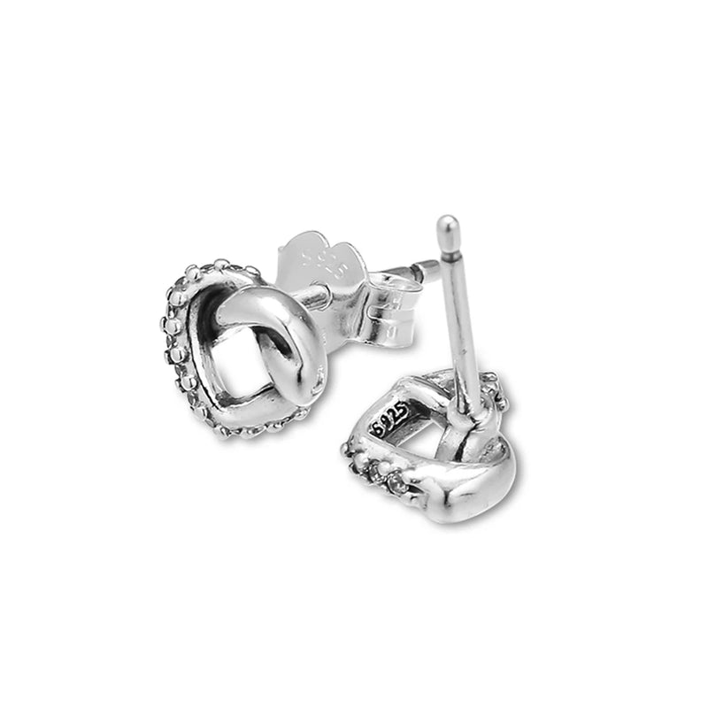 Sterling Silver Knotted Heart Stud Earring