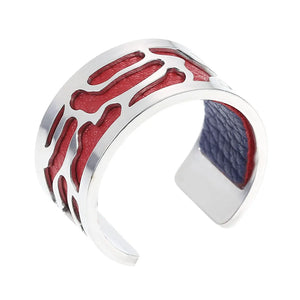 Adjustable Women Stainless Steel Ring with Interchangeable Leather