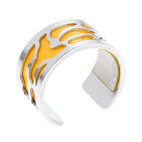 Adjustable Women Stainless Steel Ring with Interchangeable Leather