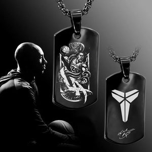 Kobe Memorabilia ID Tags Tungsten Steel Photo Pendant Name Necklace