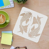 Koi Fish Stencil for Wood Wall Fabric - Square Carp Stencil for Painting Decor
