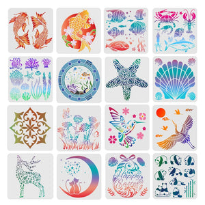 Koi Fish Stencil for Wood Wall Fabric - Square Carp Stencil for Painting Decor