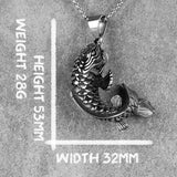 Koi Fish Animal Mens Long Necklace Pendant Chain Stainless Steel