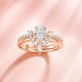 1.5CT Oval CZ Bridal Ring Sets Curved Wedding Band Stackable Rings