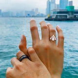1.5CT Oval CZ Bridal Ring Sets Curved Wedding Band Stackable Rings