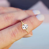 3CT Oval CZ Engagement Copper Ring for Women, Size 4-11
