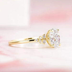 3CT Oval CZ Engagement Copper Ring for Women, Size 4-11