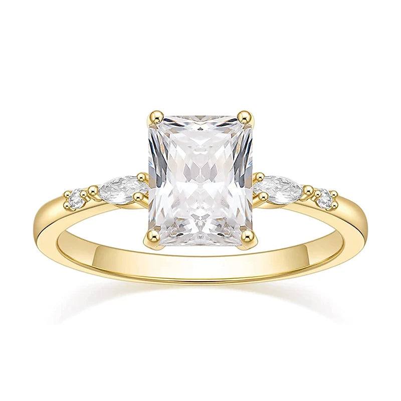 3CT Radiant Cut CZ Engagement Ring Women Wedding Band Size 4-11
