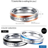 Two-tone Stainless Steel Double Ring with Zircon Wedding Ring