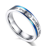 Two-tone Stainless Steel Double Ring with Zircon Wedding Ring