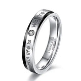 Two-tone Stainless Steel Double Ring with Zircon Wedding Ring