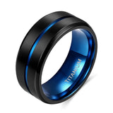 Titanium Ring 6 mm 8 mm 10 mm Center Groove Wedding Ring