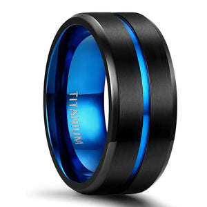 Titanium Ring 6 mm 8 mm 10 mm Center Groove Wedding Ring