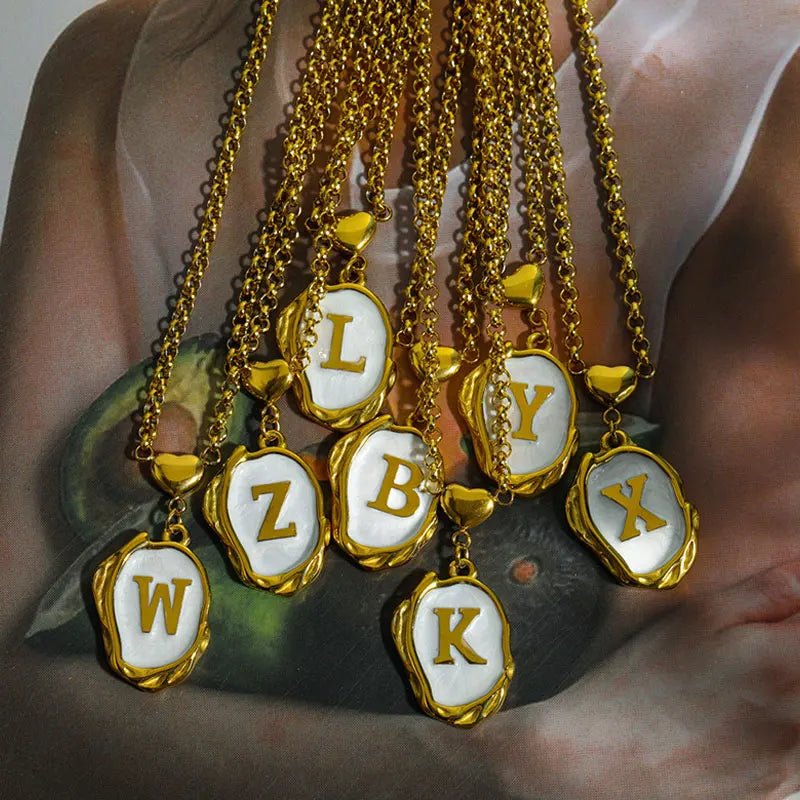 Konic 18K Gold-plated Steel Necklace Y2K Vintage Hipop 3D 26-Letter Punk Jewelry