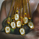 Konic 18K Gold-plated Steel Necklace Y2K Vintage Hipop 3D 26-Letter Punk Jewelry