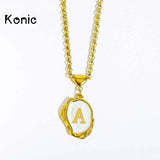 Konic 18K Gold-plated Steel Necklace Y2K Vintage Hipop 3D 26-Letter Punk Jewelry
