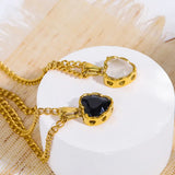 Konic Stainless Steel Heart Women Necklaces Y2K Vintage Heart Stone Jewelry