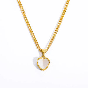 Konic Stainless Steel Heart Women Necklaces Y2K Vintage Heart Stone Jewelry