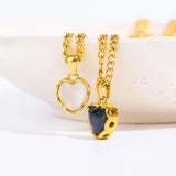 Konic Stainless Steel Heart Women Necklaces Y2K Vintage Heart Stone Jewelry