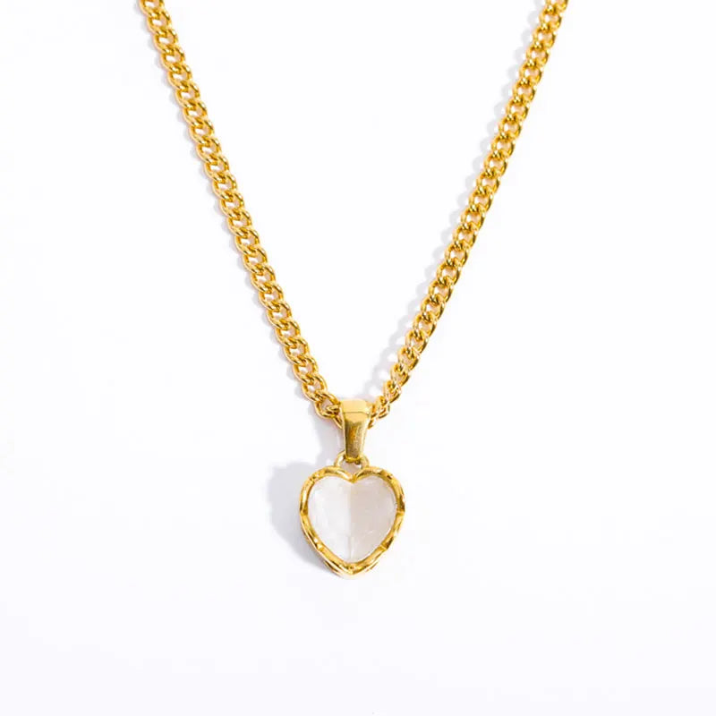 Konic Stainless Steel Heart Women Necklaces Y2K Vintage Heart Stone Jewelry