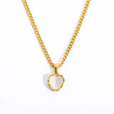 Konic Stainless Steel Heart Women Necklaces Y2K Vintage Heart Stone Jewelry