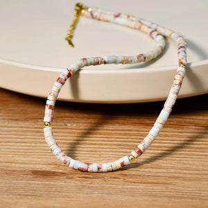 Konic y2k Women Necklace Colored Stone Beaded Pearl Streetwear Vintage Clavicle