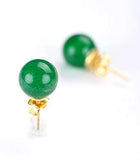 Koraba 14K Natural Green Jade Ball Stud Earrings 10mm