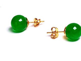 Koraba 14K Natural Green Jade Ball Stud Earrings 10mm