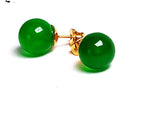 Koraba 14K Natural Green Jade Ball Stud Earrings 10mm