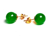 Koraba 14K Natural Green Jade Ball Stud Earrings 10mm