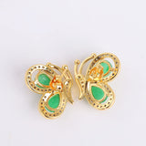 Koraba 14k Yellow Created Green Jade Butterfly Stud Earrings