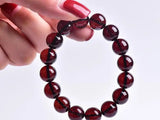 Koraba Wine Red Garnet Beads Link Chain Bracelet 10MM