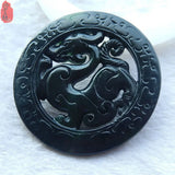 Chinese Natural Hetian Jade Dragon Pendant + Necklace