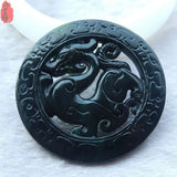 Chinese Natural Hetian Jade Dragon Pendant + Necklace